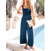 imageCUPSHE Womens Jumpsuit Square Neck Sleeveless Elasticized Waist Wide Leg Romper Casual VacationNavy