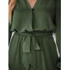 imageCUPSHE Womens Jumpsuits Belted Jogger Jumpsuit Long Sleeve Overall V Neck Outfit Casual DressyGreen