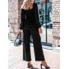 imageCUPSHE Womens Maxi Jumpsuit V Neck Long Sleeve Wide Leg Lace One Piece Fall Casual Outfit Pants Jumpsuits with PocketsBlack