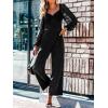 imageCUPSHE Womens Maxi Jumpsuit V Neck Long Sleeve Wide Leg Lace One Piece Fall Casual Outfit Pants Jumpsuits with PocketsBlack