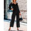 imageCUPSHE Womens Maxi Jumpsuit V Neck Long Sleeve Wide Leg Lace One Piece Fall Casual Outfit Pants Jumpsuits with PocketsBlack
