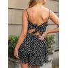 imageCUPSHE Womens Romper Square Neck Open Back Jumpsuits Summer Floral Wide Leg Shorts OutfitBlack