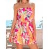 imageCUPSHE Womens Romper Strapless OffShoulder Floral Sleeveless Wide leg Jumpsuit Outfit Casual Beachwear VacationPink