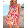 imageCUPSHE Womens Romper Strapless OffShoulder Floral Sleeveless Wide leg Jumpsuit Outfit Casual Beachwear VacationPink