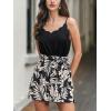 imageCUPSHE Womens Romper V Neck Sleeveless Floral Waist Loose Fit Casual Pants Summer Fashion Romper Wide Leg Jumpsuit OutfitBlack