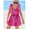 imageCUPSHE Womens Romper V Neck Sleeveless Jumpsuit High Waist Elastic Casual Printed Loose Fit Summer Beach Outfit Casual Vacation