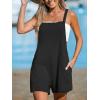 imageCUPSHE Womens Rompers Sleeveless Square Neck Jumpsuits Wide Leg Bib Overall with Pockets Outfit Casual BeachBlack
