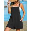 imageCUPSHE Womens Rompers Sleeveless Square Neck Jumpsuits Wide Leg Bib Overall with Pockets Outfit Casual BeachBlack