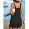 imageCUPSHE Womens Rompers Sleeveless Square Neck Jumpsuits Wide Leg Bib Overall with Pockets Outfit Casual BeachBlack