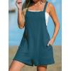 imageCUPSHE Womens Rompers Sleeveless Square Neck Jumpsuits Wide Leg Bib Overall with Pockets Outfit Casual BeachDark Blue