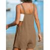 imageCUPSHE Womens Rompers Sleeveless Square Neck Jumpsuits Wide Leg Bib Overall with Pockets Outfit Casual BeachDark Brown