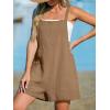 imageCUPSHE Womens Rompers Sleeveless Square Neck Jumpsuits Wide Leg Bib Overall with Pockets Outfit Casual BeachDark Brown