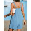 imageCUPSHE Womens Rompers Sleeveless Square Neck Jumpsuits Wide Leg Bib Overall with Pockets Outfit Casual BeachLight Blue