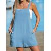 imageCUPSHE Womens Rompers Sleeveless Square Neck Jumpsuits Wide Leg Bib Overall with Pockets Outfit Casual BeachLight Blue