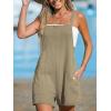 imageCUPSHE Womens Rompers Sleeveless Square Neck Jumpsuits Wide Leg Bib Overall with Pockets Outfit Casual BeachLight Brown