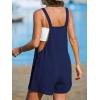 imageCUPSHE Womens Rompers Sleeveless Square Neck Jumpsuits Wide Leg Bib Overall with Pockets Outfit Casual BeachNavy