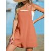 imageCUPSHE Womens Rompers Sleeveless Square Neck Jumpsuits Wide Leg Bib Overall with Pockets Outfit Casual BeachOrange