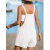 imageCUPSHE Womens Rompers Sleeveless Square Neck Jumpsuits Wide Leg Bib Overall with Pockets Outfit Casual BeachWhite