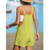 imageCUPSHE Womens Rompers Sleeveless Square Neck Jumpsuits Wide Leg Bib Overall with Pockets Outfit Casual BeachYellow