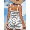 imageCUPSHE Womens Striped Romper Workout Loose Fit Short Overall Beach Outfits Travel Vacation Outfit with PocketsGrey