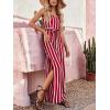 imageCUPSHE Womens Stripes Sleeveless Wide Leg Jumpsuit Tie Front Long Pants Rompers Overall OutfitRed