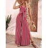 imageCUPSHE Womens Stripes Sleeveless Wide Leg Jumpsuit Tie Front Long Pants Rompers Overall OutfitRed