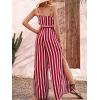 imageCUPSHE Womens Stripes Sleeveless Wide Leg Jumpsuit Tie Front Long Pants Rompers Overall OutfitRed