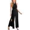 imageCUPSHE Backless One Piece Jumpsuits for Women Sexy Sleeveless Halter Neck High Waist Wide Leg Tied Rompers Beach Overalls Vacation Summer Outfits