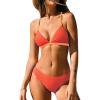 imageCUPSHE Bikini Set for Women Two Piece Swimsuits V Neck Low Rise Crisscross Back Self Tie Spaghetti StrapsBrownYellow