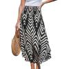 imageCUPSHE Skirts Abstract Smocked Midi Skirt High Waist Coverup Casual VacationBlack