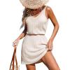 imageCUPSHE Women Swimsuit Cover Up V Neck Sleeveless Waffle Knit Beach Coverup DressBeige