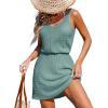imageCUPSHE Women Swimsuit Cover Up V Neck Sleeveless Waffle Knit Beach Coverup DressGreen