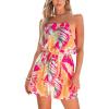 imageCUPSHE Womens Romper Strapless OffShoulder Floral Sleeveless Wide leg Jumpsuit Outfit Casual Beachwear VacationPink