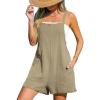 imageCUPSHE Womens Rompers Sleeveless Square Neck Jumpsuits Wide Leg Bib Overall with Pockets Outfit Casual BeachLight Brown