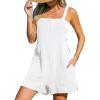 imageCUPSHE Womens Rompers Sleeveless Square Neck Jumpsuits Wide Leg Bib Overall with Pockets Outfit Casual BeachWhite