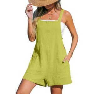 imageCUPSHE Womens Rompers Sleeveless Square Neck Jumpsuits Wide Leg Bib Overall with Pockets Outfit Casual BeachYellow