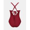 imageCUPSHE Maternity One Piece Swimsuit Scoop Neck Pregnancy Bathing Suit for Women Wide Straps Criss Cross Back Tie RibbedBurgundy Red