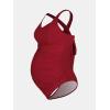 imageCUPSHE Maternity One Piece Swimsuit Scoop Neck Pregnancy Bathing Suit for Women Wide Straps Criss Cross Back Tie RibbedBurgundy Red