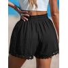 imageCUPSHE Women Swim Cover Up Shorts 100 Cotton Casual Beach Shorts with Side PocketsBlack