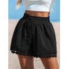 imageCUPSHE Women Swim Cover Up Shorts 100 Cotton Casual Beach Shorts with Side PocketsBlack