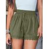 imageCUPSHE Women Swim Cover Up Shorts 100 Cotton Casual Beach Shorts with Side PocketsDark Grey Green