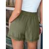 imageCUPSHE Women Swim Cover Up Shorts 100 Cotton Casual Beach Shorts with Side PocketsDark Grey Green