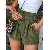 imageCUPSHE Women Swim Cover Up Shorts 100 Cotton Casual Beach Shorts with Side PocketsDark Grey Green