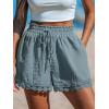 imageCUPSHE Women Swim Cover Up Shorts 100 Cotton Casual Beach Shorts with Side PocketsLight Blue