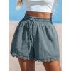 imageCUPSHE Women Swim Cover Up Shorts 100 Cotton Casual Beach Shorts with Side PocketsLight Blue