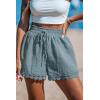imageCUPSHE Women Swim Cover Up Shorts 100 Cotton Casual Beach Shorts with Side PocketsLight Blue