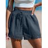 imageCUPSHE Women Swim Cover Up Shorts 100 Cotton Casual Beach Shorts with Side PocketsNavy