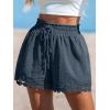 imageCUPSHE Women Swim Cover Up Shorts 100 Cotton Casual Beach Shorts with Side PocketsNavy
