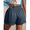 imageCUPSHE Women Swim Cover Up Shorts 100 Cotton Casual Beach Shorts with Side PocketsNavy