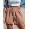imageCUPSHE Women Swim Cover Up Shorts 100 Cotton Casual Beach Shorts with Side PocketsPink